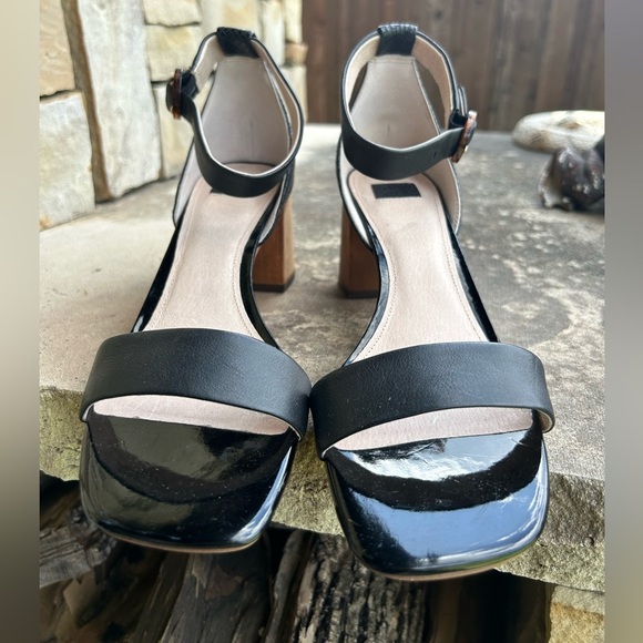 Louise et Cie Gabrie black leather Heeled Elegant sandals w/block heel Sz-9. Q - Picture 5 of 10